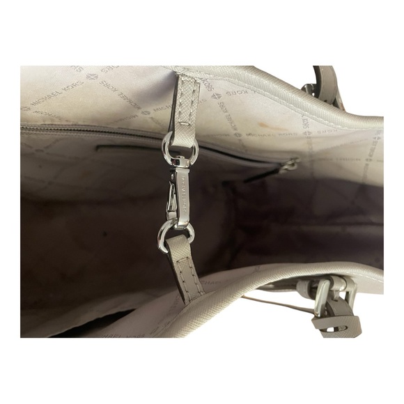 Michael Kors Morgan Large Tote Gray with Center Stripe Dark Gray White Gorgeous - Picture 9 of 13